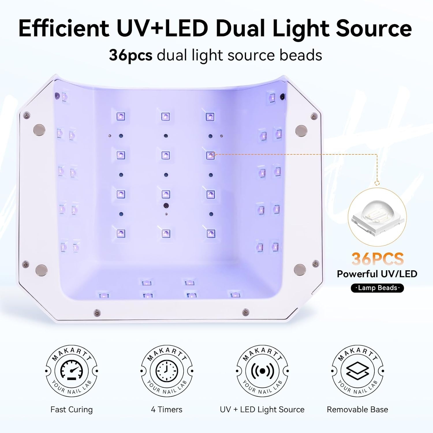 image:imageMakartt UV LED Nail Lamp Fast Curing UV Light with Handle Nail Dryer with 42 Beads 4 Timers Cordless Rechargeable Design LCD Touchscreen amp Smart SensorGradient PinkNAIL DRYER