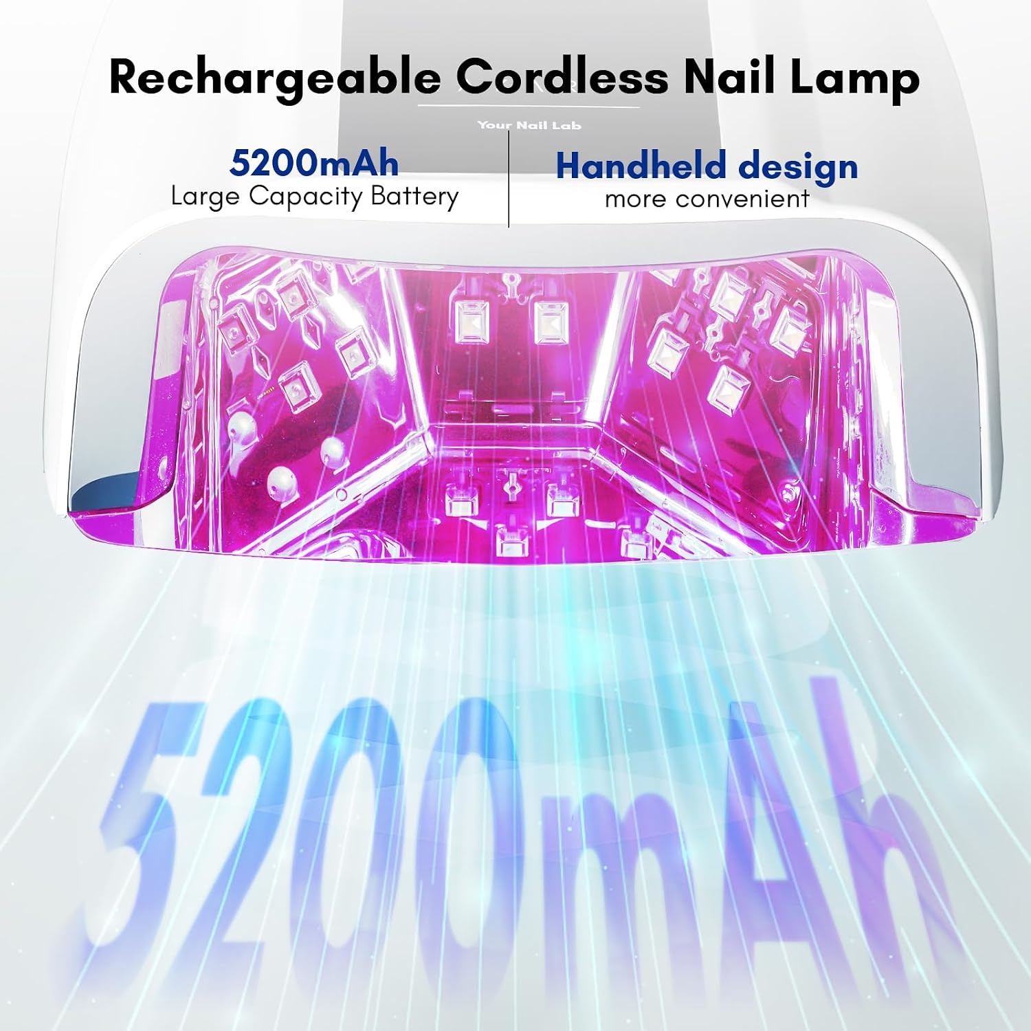 image:imageMakartt UV LED Nail Lamp Fast Curing UV Light with Handle Nail Dryer with 42 Beads 4 Timers Cordless Rechargeable Design LCD Touchscreen amp Smart SensorGradient Pink35W UV Nail LampWhite
