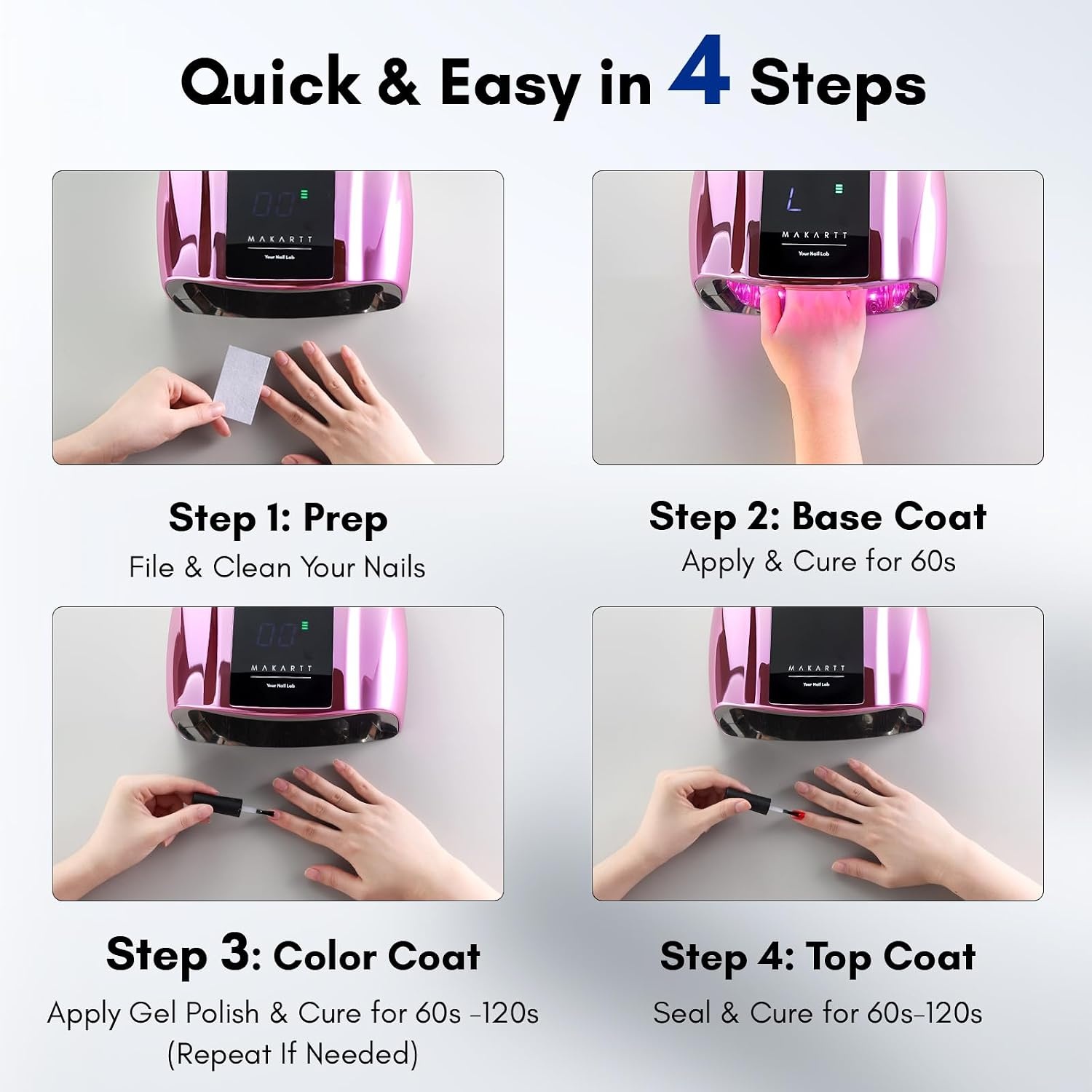 image:imageMakartt UV LED Nail Lamp Fast Curing UV Light with Handle Nail Dryer with 42 Beads 4 Timers Cordless Rechargeable Design LCD Touchscreen amp Smart SensorGradient Pink35W UV Nail LampGradient Purple