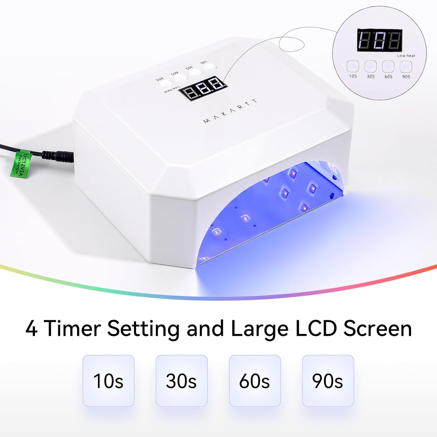 image:imageMakartt UV LED Nail Lamp Fast Curing UV Light with Handle Nail Dryer with 42 Beads 4 Timers Cordless Rechargeable Design LCD Touchscreen amp Smart SensorGradient PinkPlugin 36W Nail Lamp