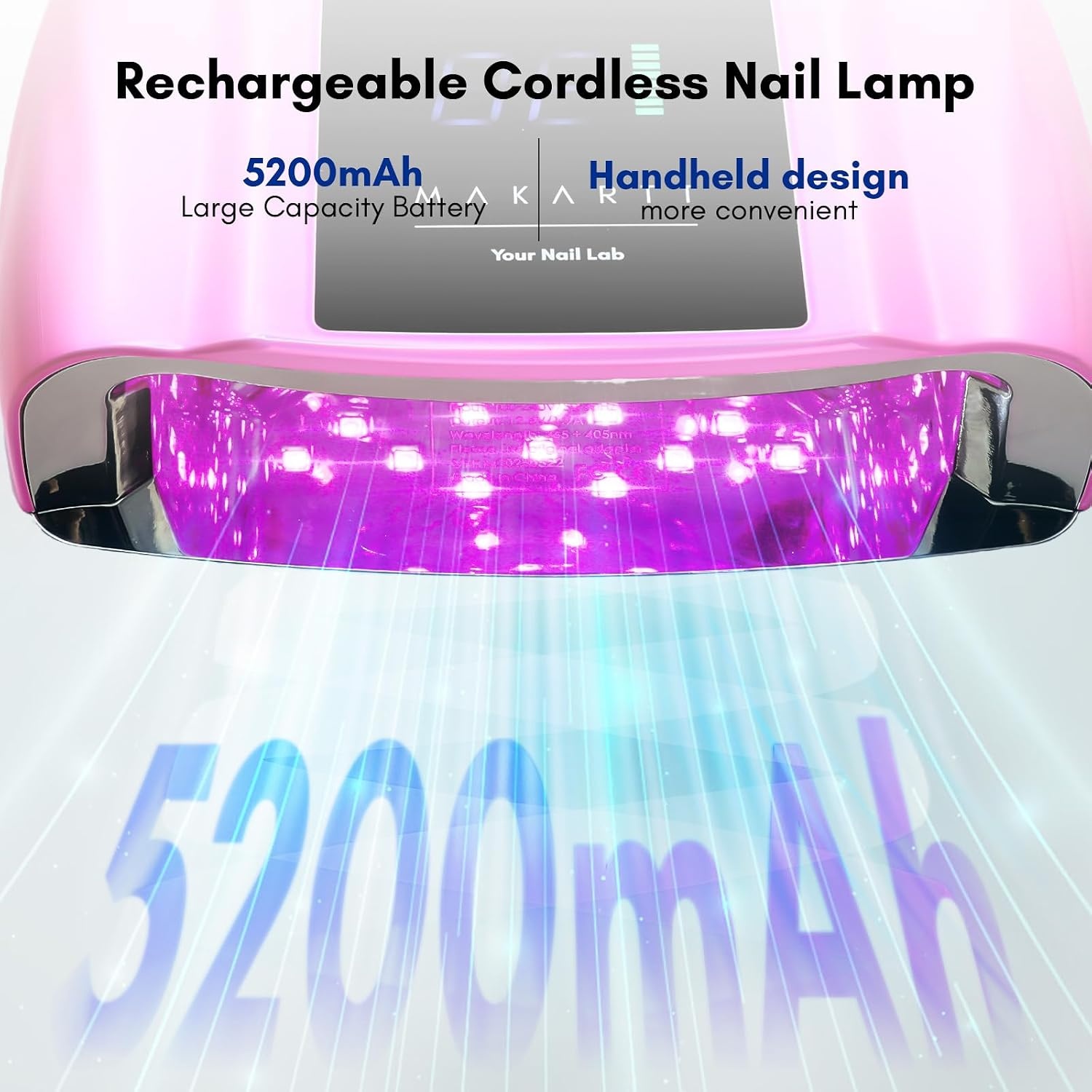 image:imageMakartt UV LED Nail Lamp Fast Curing UV Light with Handle Nail Dryer with 42 Beads 4 Timers Cordless Rechargeable Design LCD Touchscreen amp Smart SensorGradient Pink35W UV Nail LampGradient Pink