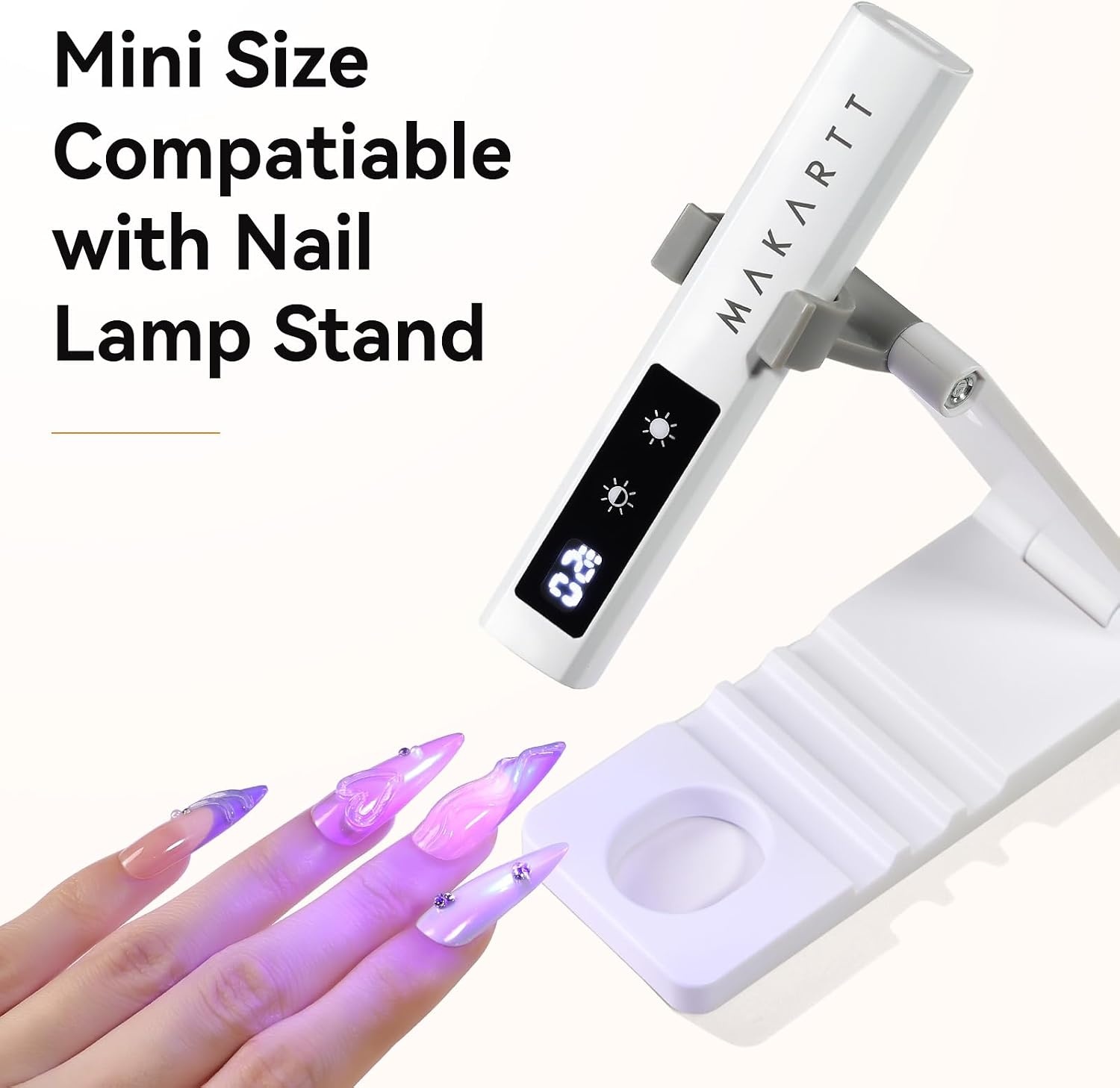 image:imageMakartt UV Nail Lamp Handheld Flash Cure Lamp with Painless Mode Rechargeable Portable Nail Light 800mAh with LCD Display amp 3 Timers for Home amp SalonWhiteA1White
