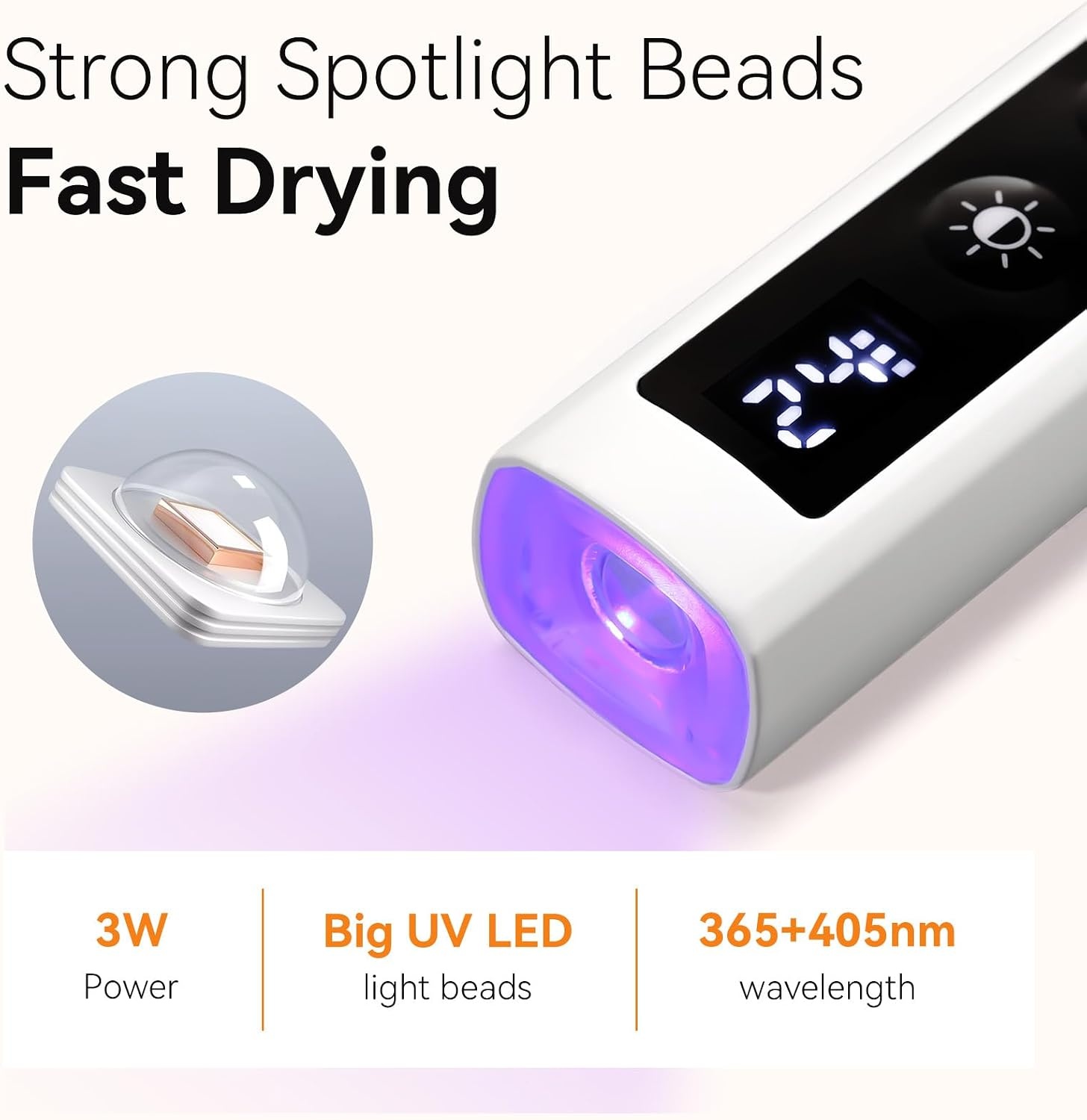 image:imageMakartt UV Nail Lamp Handheld Flash Cure Lamp with Painless Mode Rechargeable Portable Nail Light 800mAh with LCD Display amp 3 Timers for Home amp SalonWhiteA1White