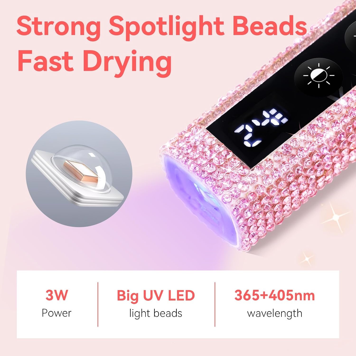 image:imageMakartt UV Nail Lamp Handheld Flash Cure Lamp with Painless Mode Rechargeable Portable Nail Light 800mAh with LCD Display amp 3 Timers for Home amp SalonWhiteA4Diamond