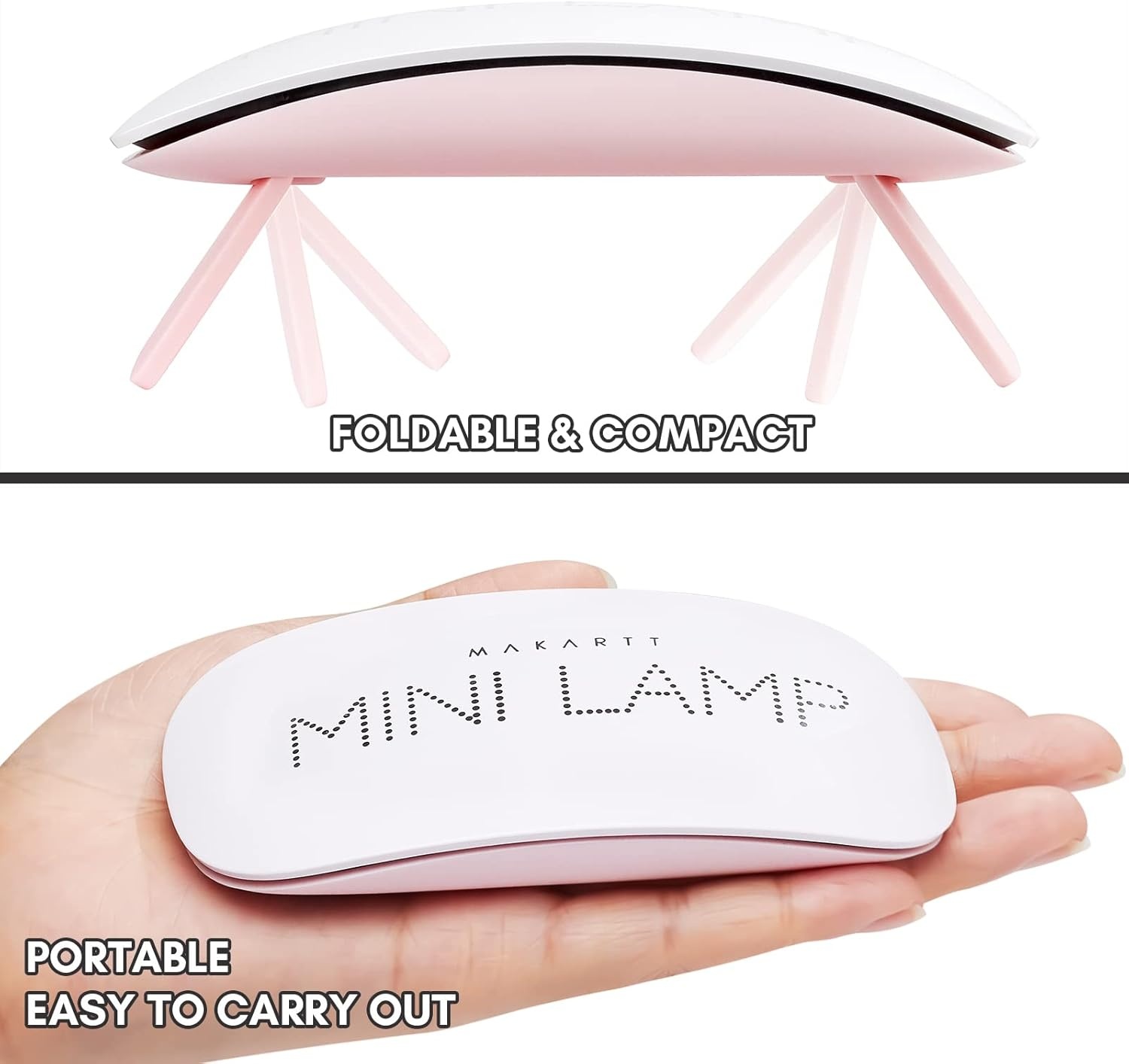 image:imageMakartt UV Nail Lamp Handheld Flash Cure Lamp with Painless Mode Rechargeable Portable Nail Light 800mAh with LCD Display amp 3 Timers for Home amp SalonWhitePink