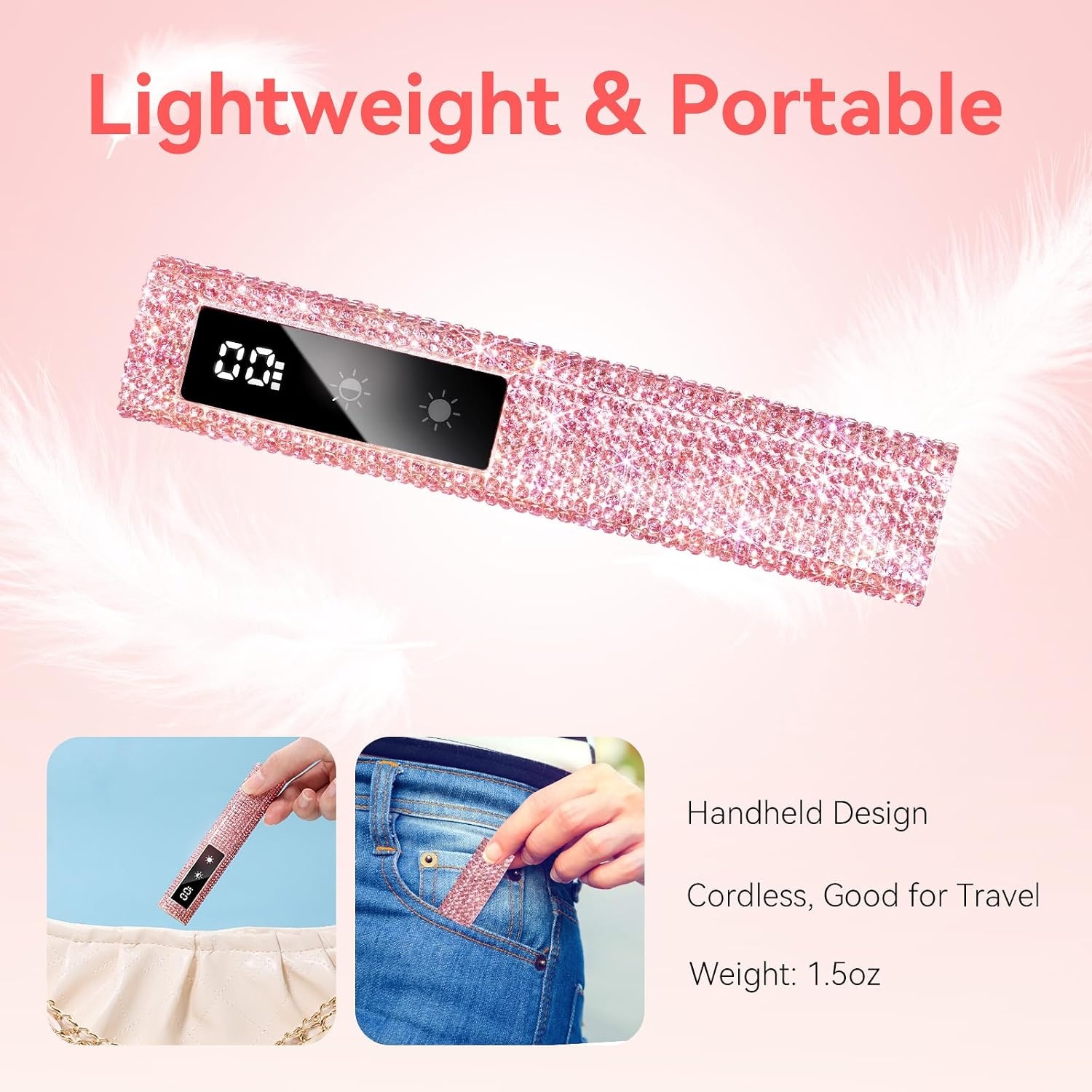 image:imageMakartt UV Nail Lamp Handheld Flash Cure Lamp with Painless Mode Rechargeable Portable Nail Light 800mAh with LCD Display amp 3 Timers for Home amp SalonWhiteA4Diamond
