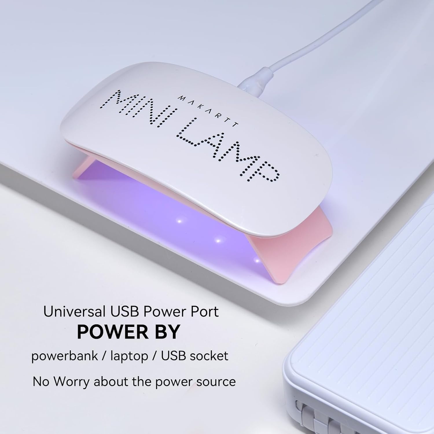 image:imageMakartt UV Nail Lamp Handheld Flash Cure Lamp with Painless Mode Rechargeable Portable Nail Light 800mAh with LCD Display amp 3 Timers for Home amp SalonWhitePink
