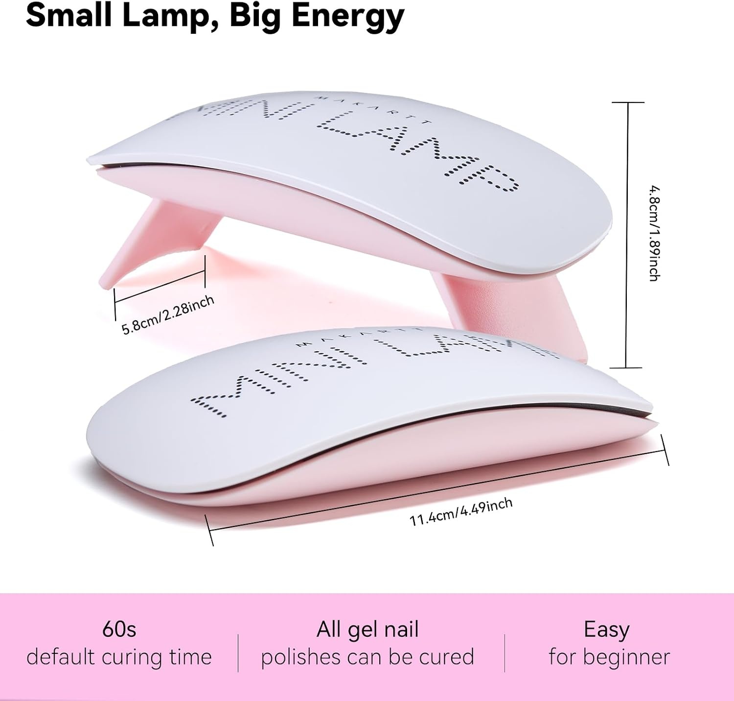 image:imageMakartt UV Nail Lamp Handheld Flash Cure Lamp with Painless Mode Rechargeable Portable Nail Light 800mAh with LCD Display amp 3 Timers for Home amp SalonWhitePink