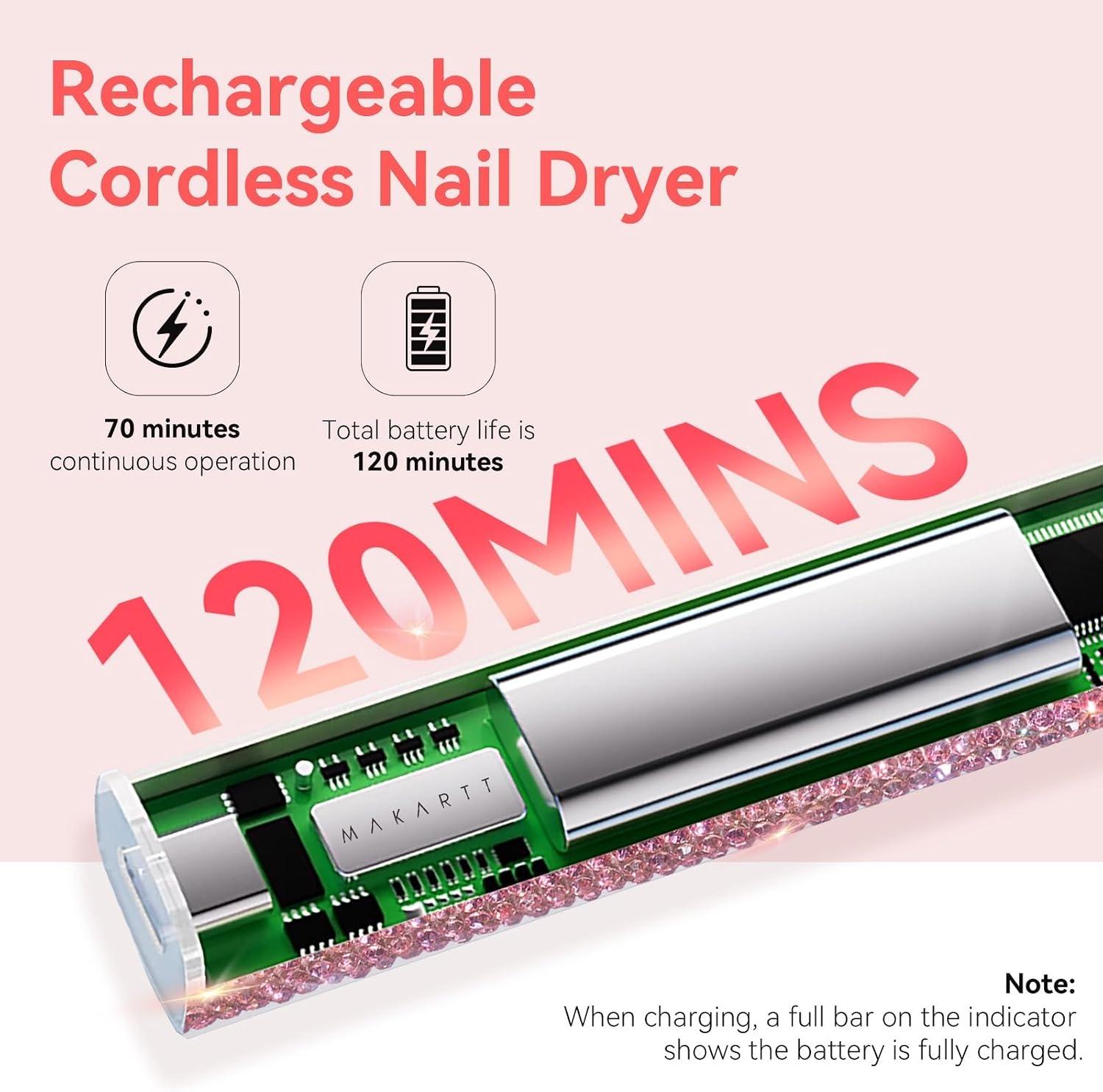 image:imageMakartt UV Nail Lamp Handheld Flash Cure Lamp with Painless Mode Rechargeable Portable Nail Light 800mAh with LCD Display amp 3 Timers for Home amp SalonWhiteA4Diamond
