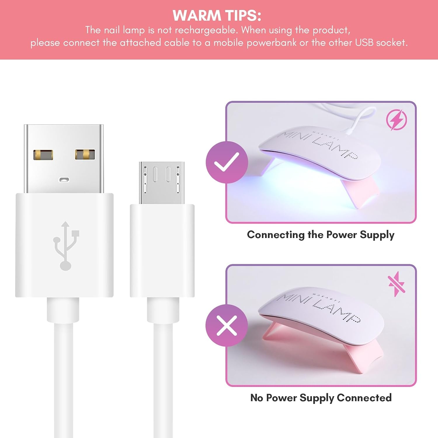 image:imageMakartt UV Nail Lamp Handheld Flash Cure Lamp with Painless Mode Rechargeable Portable Nail Light 800mAh with LCD Display amp 3 Timers for Home amp SalonWhitePink