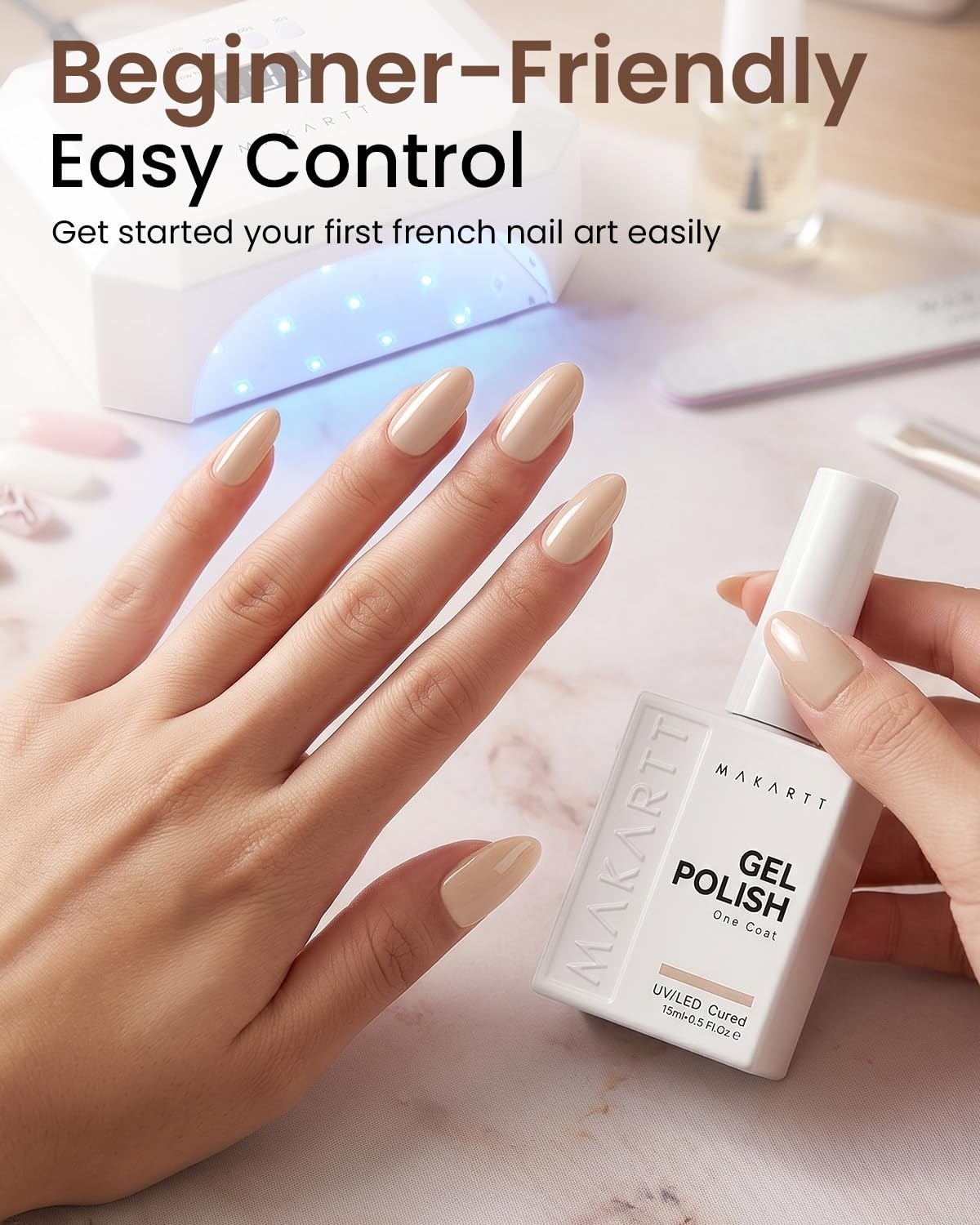image:imageMakartt UltraPigmented Gel Nail Polish Nude 15ml Nude Gel Polish OneCoat Soak Off HighGloss Ceramic Shine SalonGrade UV Nail Gel Art Manicure DIY Salon Home Stay NeutralStay Neutral