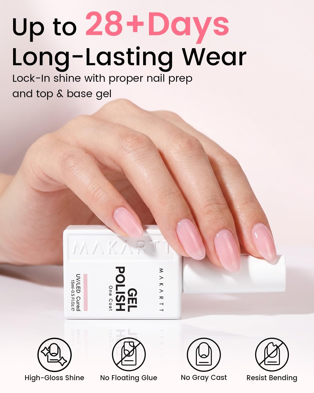 image:imageMakartt UltraPigmented Gel Nail Polish Nude 15ml Nude Gel Polish OneCoat Soak Off HighGloss Ceramic Shine SalonGrade UV Nail Gel Art Manicure DIY Salon Home Stay NeutralPetal Tint