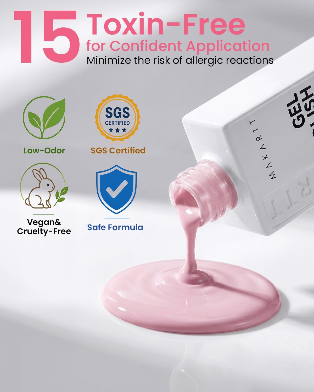 image:imageMakartt UltraPigmented Gel Nail Polish Nude 15ml Nude Gel Polish OneCoat Soak Off HighGloss Ceramic Shine SalonGrade UV Nail Gel Art Manicure DIY Salon Home Stay NeutralBlush Talk