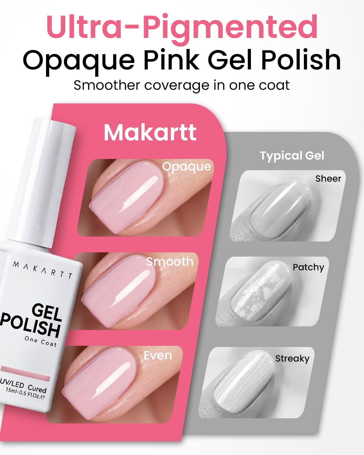 image:imageMakartt UltraPigmented Gel Nail Polish Nude 15ml Nude Gel Polish OneCoat Soak Off HighGloss Ceramic Shine SalonGrade UV Nail Gel Art Manicure DIY Salon Home Stay NeutralBlush Talk