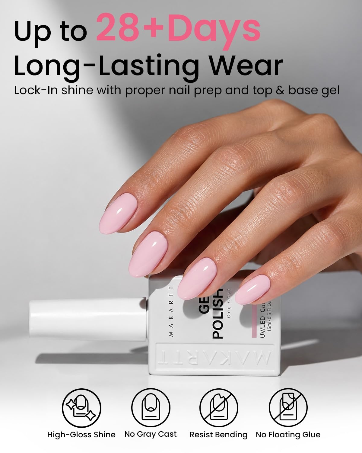 image:imageMakartt UltraPigmented Gel Nail Polish Nude 15ml Nude Gel Polish OneCoat Soak Off HighGloss Ceramic Shine SalonGrade UV Nail Gel Art Manicure DIY Salon Home Stay NeutralBlush Talk