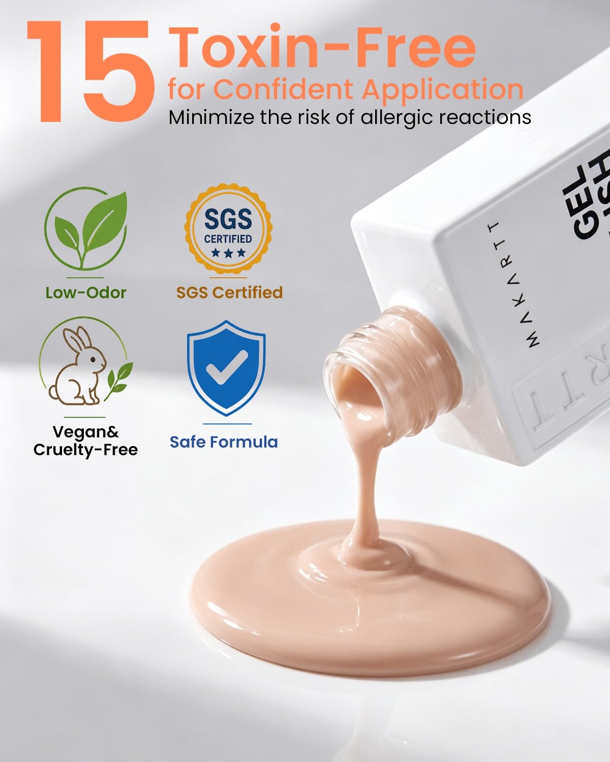 image:imageMakartt UltraPigmented Gel Nail Polish Nude 15ml Nude Gel Polish OneCoat Soak Off HighGloss Ceramic Shine SalonGrade UV Nail Gel Art Manicure DIY Salon Home Stay NeutralBarely There