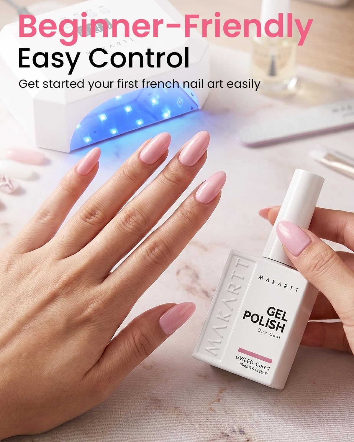 image:imageMakartt UltraPigmented Gel Nail Polish Nude 15ml Nude Gel Polish OneCoat Soak Off HighGloss Ceramic Shine SalonGrade UV Nail Gel Art Manicure DIY Salon Home Stay NeutralBlush Talk