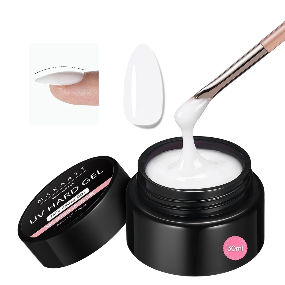 image:imageMakartt 3d Gel Nail Art Kit All in One 3D Sculpting Builder DIY Kit NonStickHand Solid Gels UV LED Soak Off Gel Polish Painted Carving Molding Hard Gels Rhinestones Chrome Nail Art Salon HomeMilky White Gel Builder