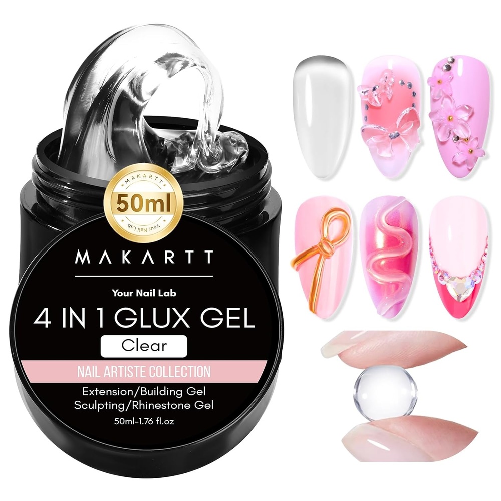 image:imageMakartt 3d Gel Nail Art Kit All in One 3D Sculpting Builder DIY Kit NonStickHand Solid Gels UV LED Soak Off Gel Polish Painted Carving Molding Hard Gels Rhinestones Chrome Nail Art Salon HomeClear 50g