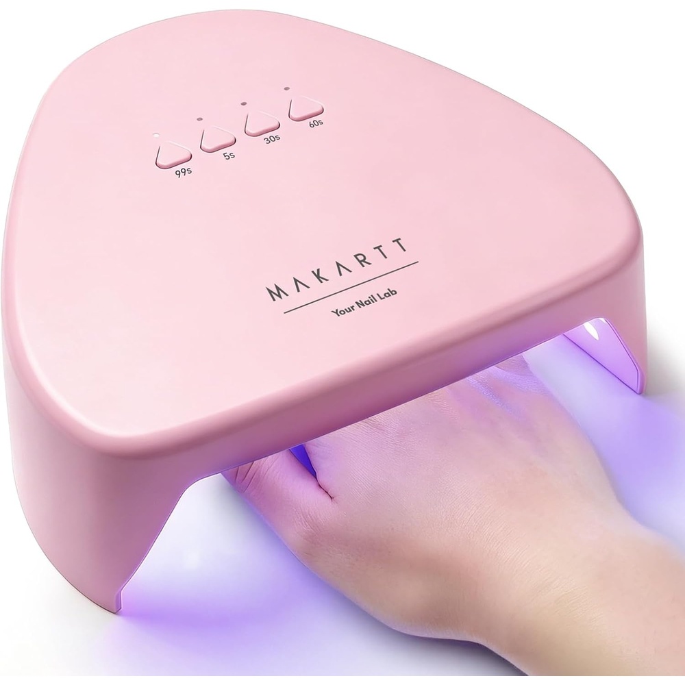 image:imageMakartt Compact Travel UV Nail Lamp for Gel Polish Plugin Nail Dryer with 5s Flash Cure 99s Mode for Dark Thick Gels Auto Sensor 4 Timers amp 18 LED Beads for Beginner Home DIY Gift WhiteA2Pink