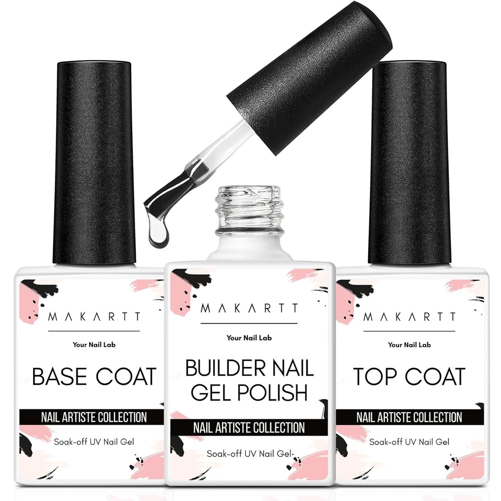 image:imageMakartt Gel Top Coat  2 PCS No Wipe Top Coat Gel Nail Polish High Glossy Shine Finish Long Lasting 10ML Clear Soak Off UV Nail Lamp Salon Quality Art Design for Home Use Beauty Spring GiftA5Top  Base  Builder Kit
