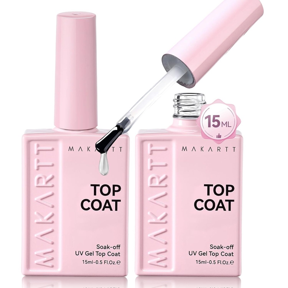 image:imageMakartt Gel Top and Base Coat Set 2 PCS 15ml No Wipe Upgrade DiamondShine LongLasting Base and Top Coat Gel Nail Polish Soak Off UV LED Lamp Needed Home DIY Gift WomenClear Top Coat 2 Pcs