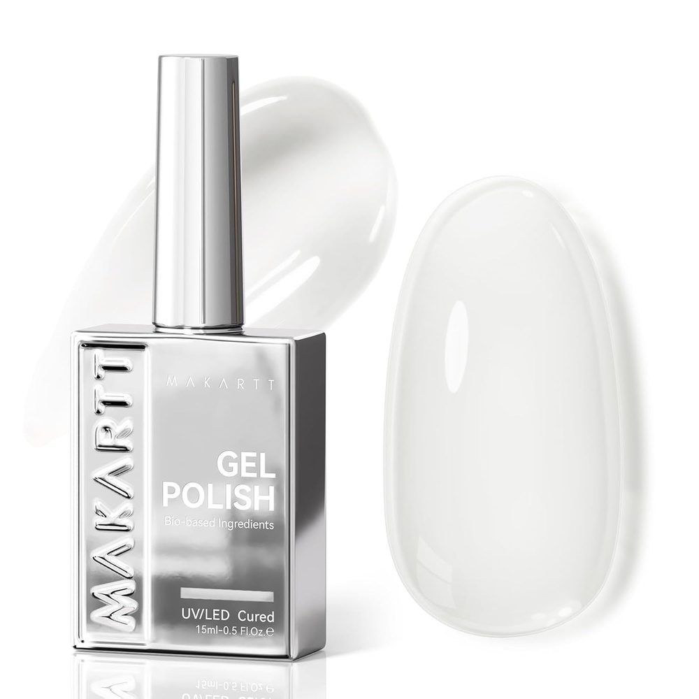 image:imageMakartt Jelly Bright Nude Gel Nail Polish 15ML HemaFree Neutral Nude Nail Polish Sheer Translucent Effect Soak Off UV LED Nail Art Manicure DIY Home Salon Gift for WomenHemafree White Tea Veil