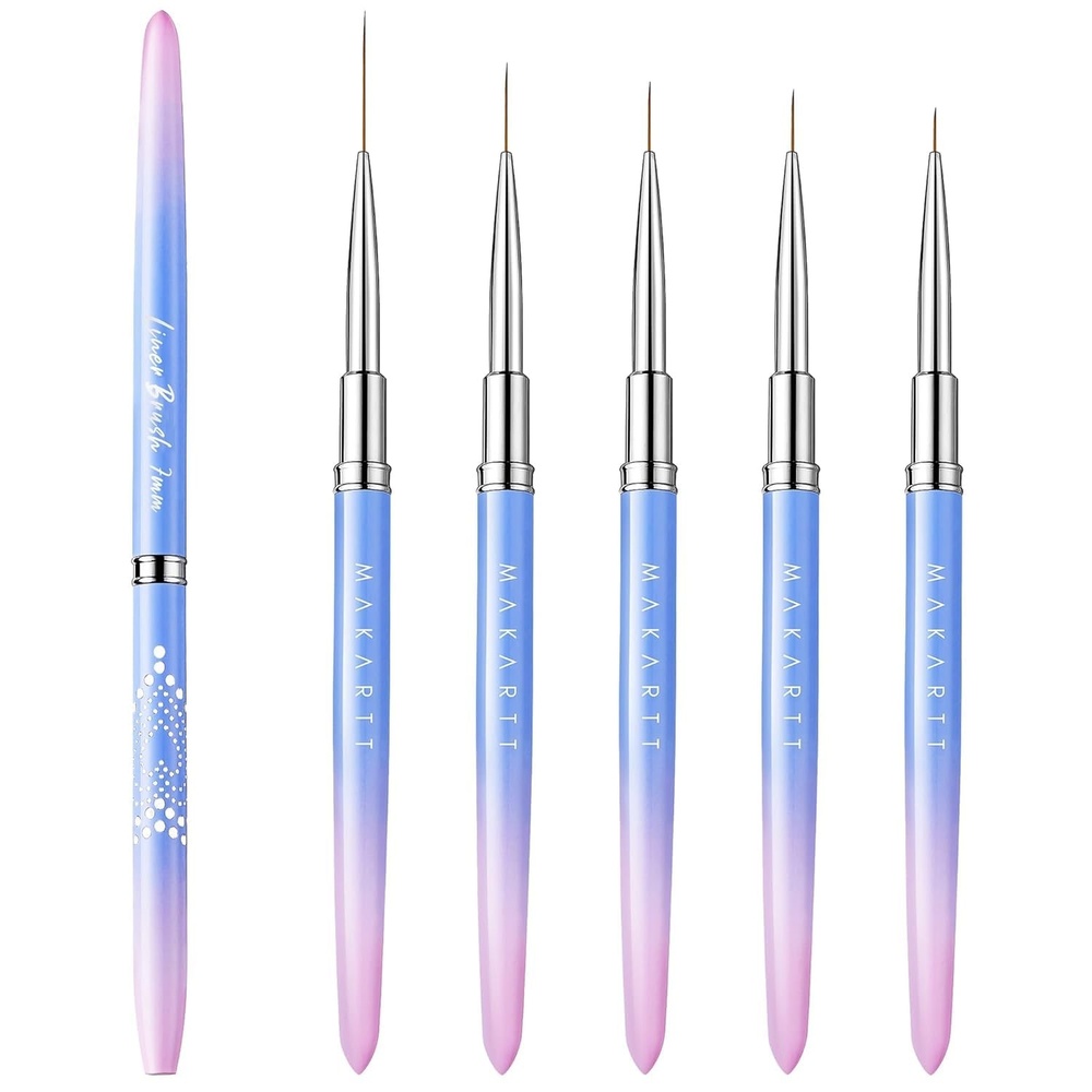 image:imageMakartt Nail Art Brushes Set 5pcs Liner Brushes 79111525mm Thin Nail Art Design Brush with Cap Nail Polish Brush for Builder Gel 3D Nail Gel French Tip Tool Nail PaintingBlue
