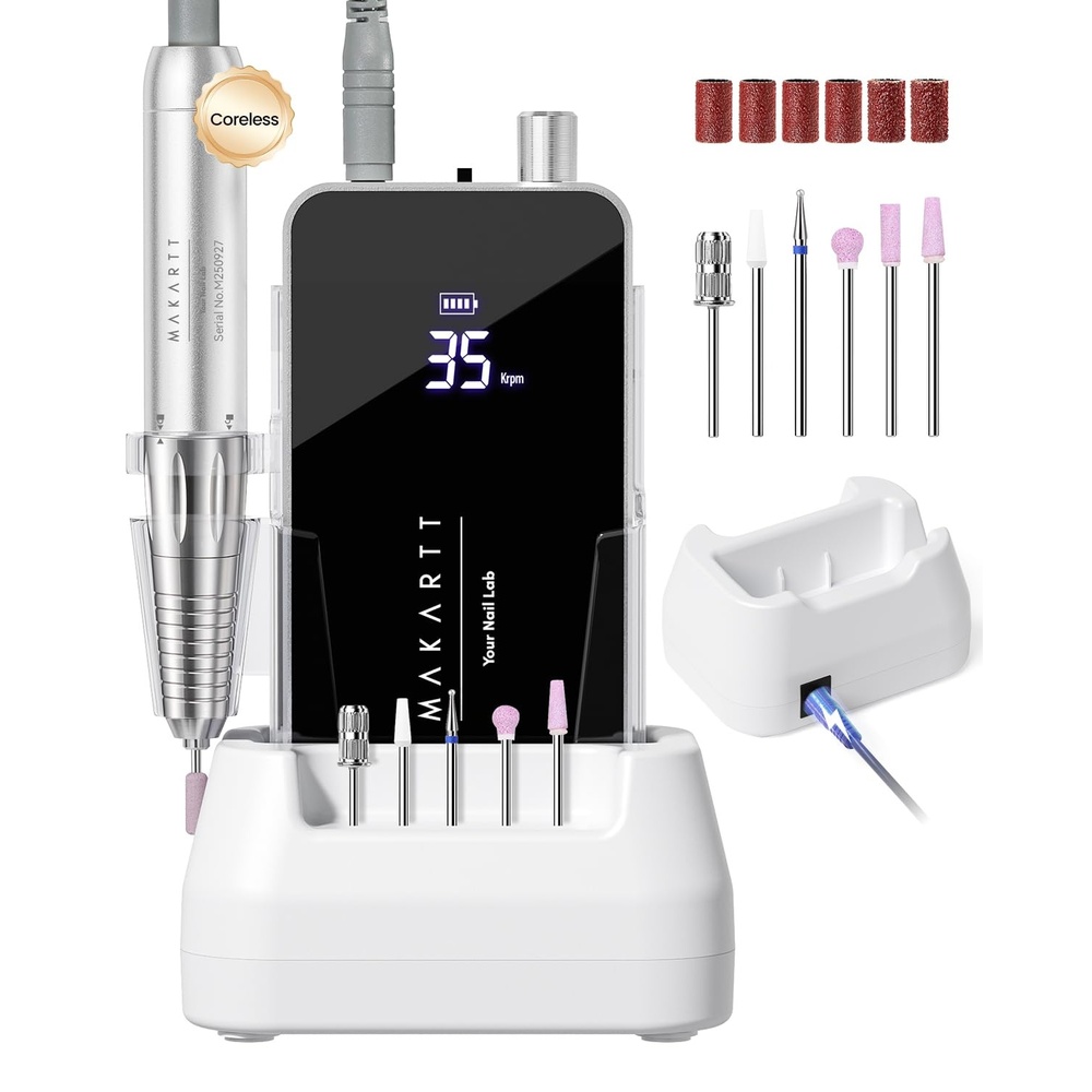 image:imageMakartt Nail Drill Electric Nail File JD700 Nail Drills for Acrylic Nails Professional 30000RPM Manicure Tools Nail Stuff Acrylic Nail Drill for Nail Dip Kit Acrylic Powder Poly Nail Gel B01Nouvella Black
