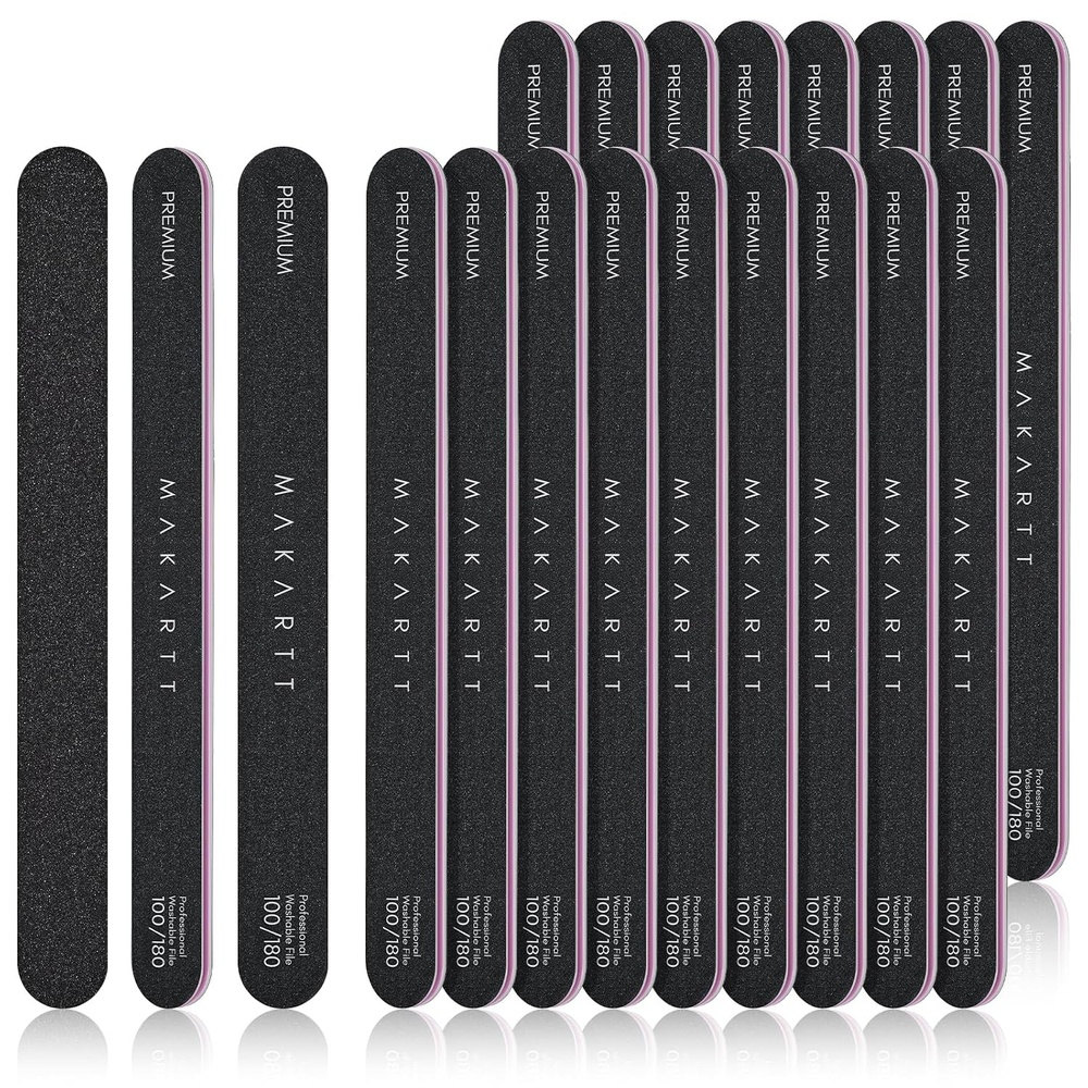 image:imageMakartt Nail File 100180 Grit Emery Boards for Nails Professional Washable Doubled Sides Filer Kit for Medium and Gentle Filing Manicure ToolsBlack2pcs Trial SetBlack20pcs 100 180 Grit