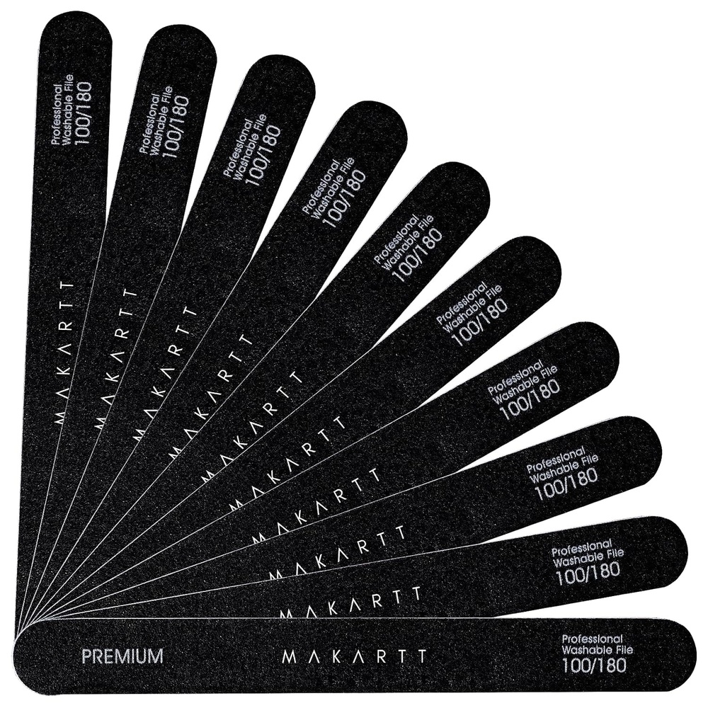 image:imageMakartt Nail File 100180 Grit Emery Boards for Nails Professional Washable Doubled Sides Filer Kit for Medium and Gentle Filing Manicure ToolsBlack2pcs Trial SetBlack  10 pcs  100180 Grit