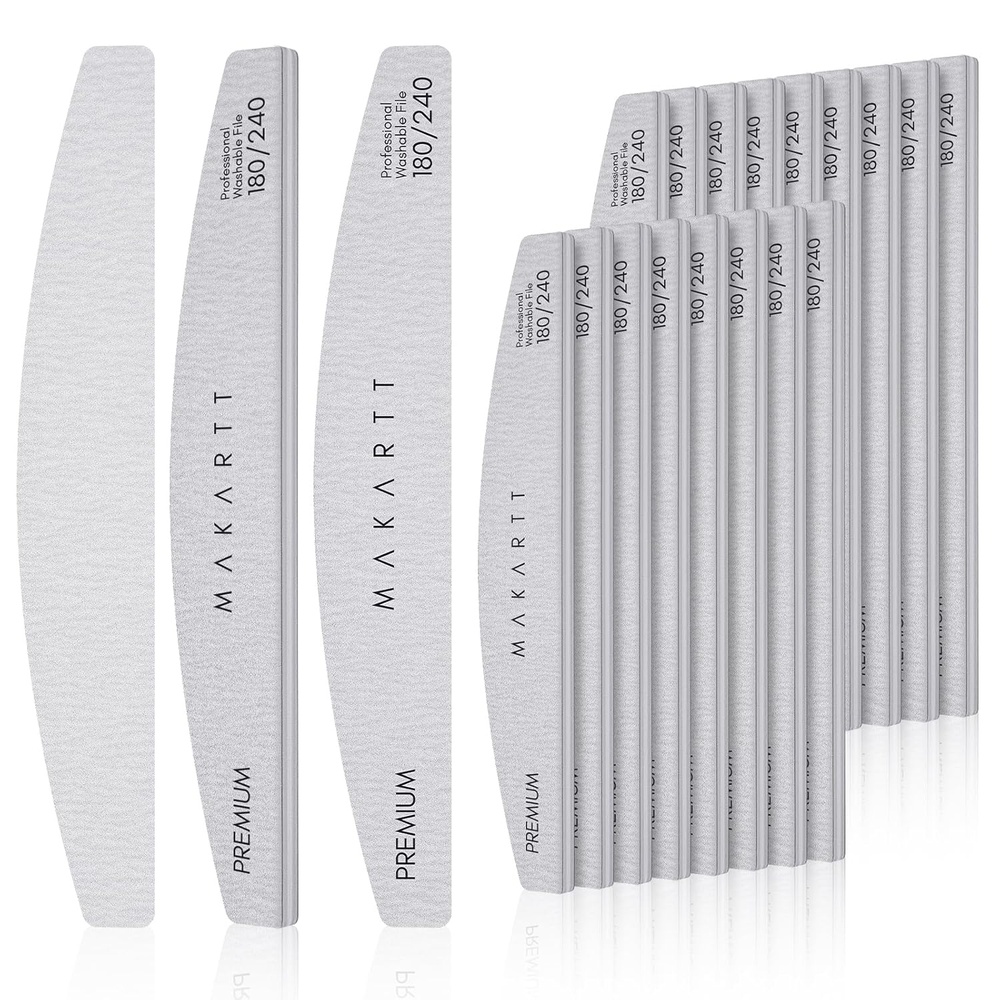 image:imageMakartt Nail File 8080 Grit Emery Boards for Nails 10pcs Professional Washable Doubled Sides Coarse Toenail Filer Heavy Duty for Acrylic and Extension Gel Removal Pedicure Manicure Tools20pcsNail File 180240 Grit