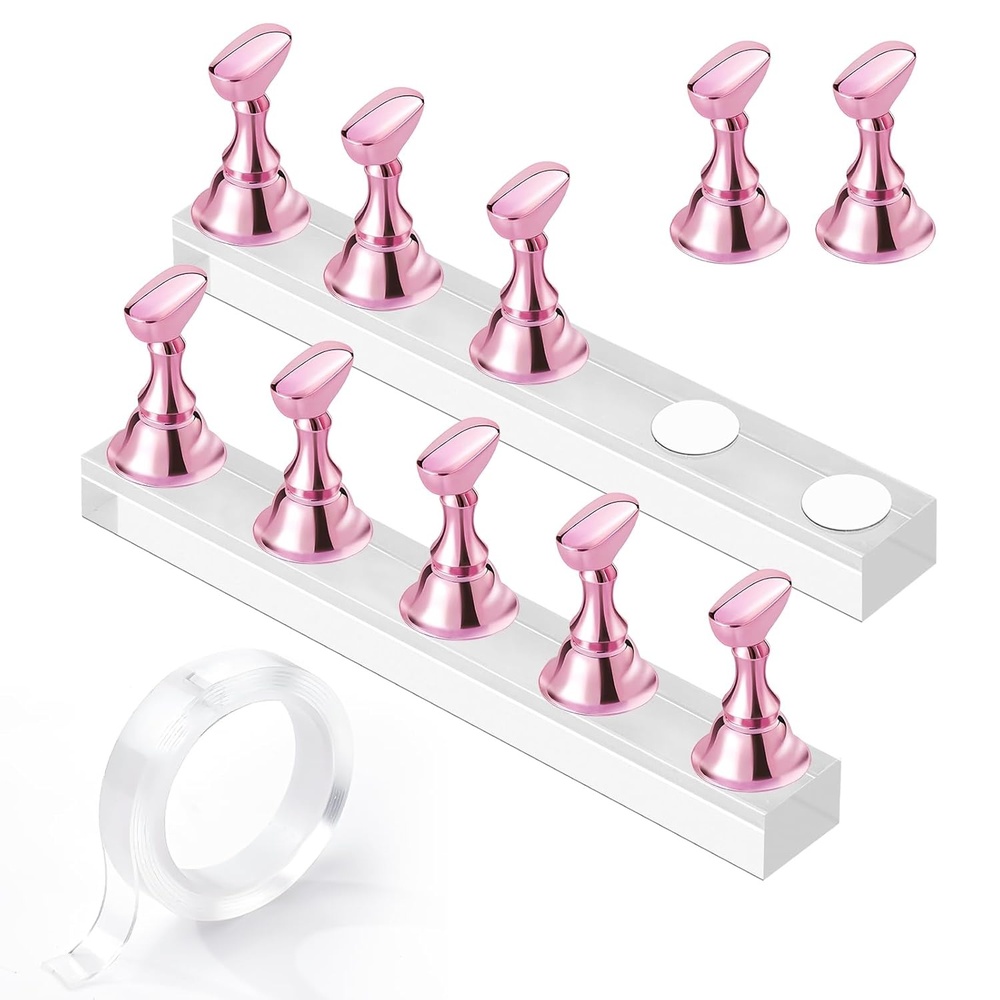 image:imageMakartt Nail Stand Press On Nails Stand Display Practice Art Magnetic Fake Nail Holder for Painting Nails Stand for False Nail Designs with Doublesided Tape for Home DIY Beginner Salon SuppliesPink10pcs