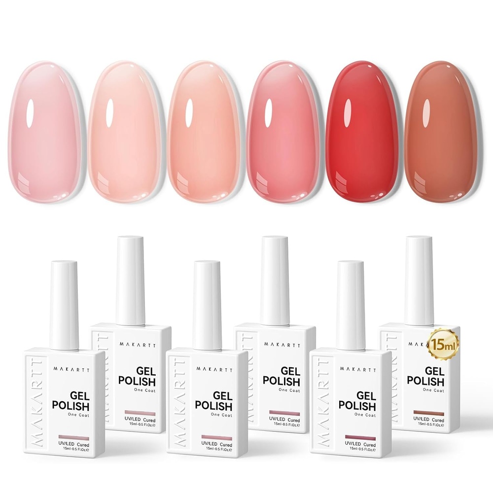 image:imageMakartt Pearl Gel Nail Polish Set 15ml One NDone 6 Colors Shimmer Mermaid Glitter UV Gel Polish Soak Off HighGloss SalonGrade Nail Art Manicure DIY Salon Home Nebula SpectrumWarm Rose