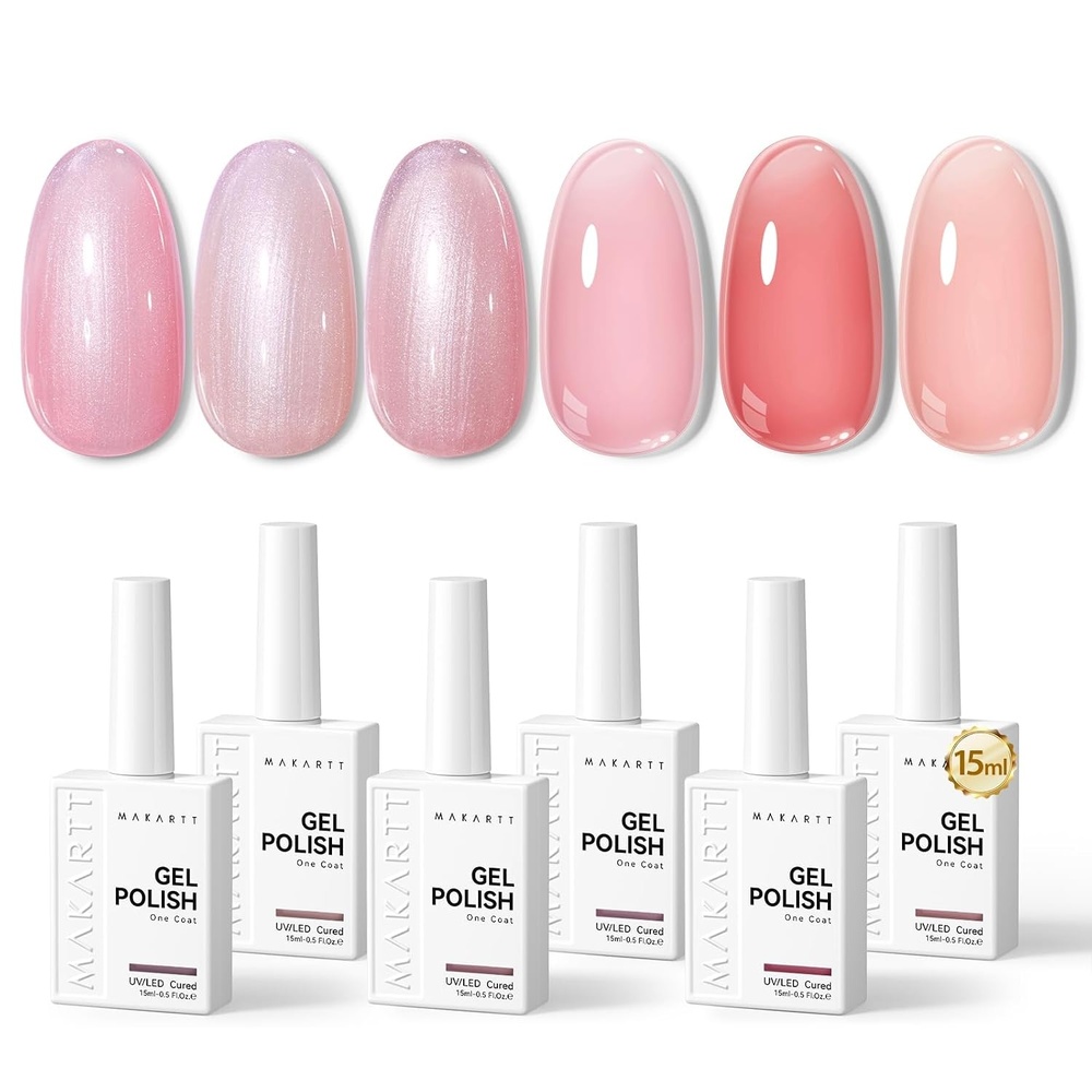 image:imageMakartt Pearl Gel Nail Polish Set 15ml One NDone 6 Colors Shimmer Mermaid Glitter UV Gel Polish Soak Off HighGloss SalonGrade Nail Art Manicure DIY Salon Home Nebula SpectrumPetal Glow