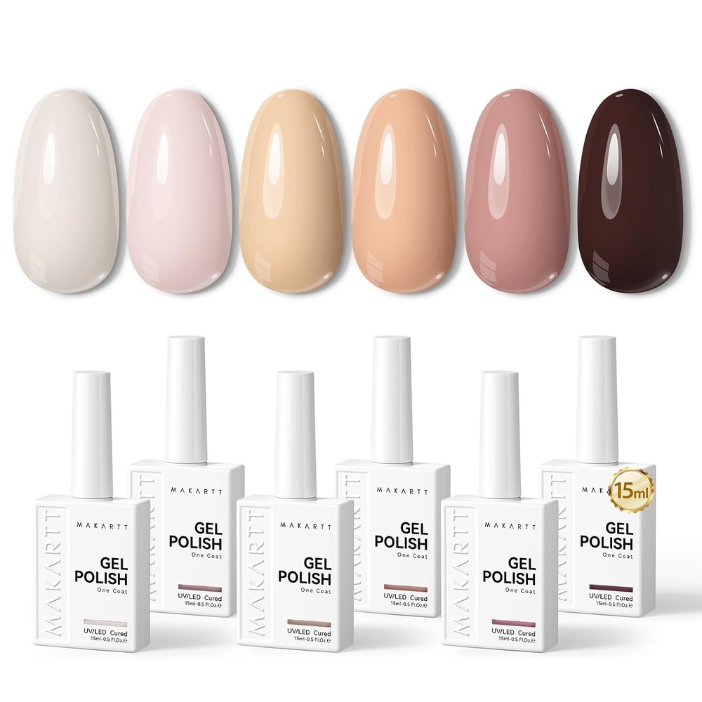 image:imageMakartt Pearl Gel Nail Polish Set 15ml One NDone 6 Colors Shimmer Mermaid Glitter UV Gel Polish Soak Off HighGloss SalonGrade Nail Art Manicure DIY Salon Home Nebula SpectrumCozy Mocha Blend