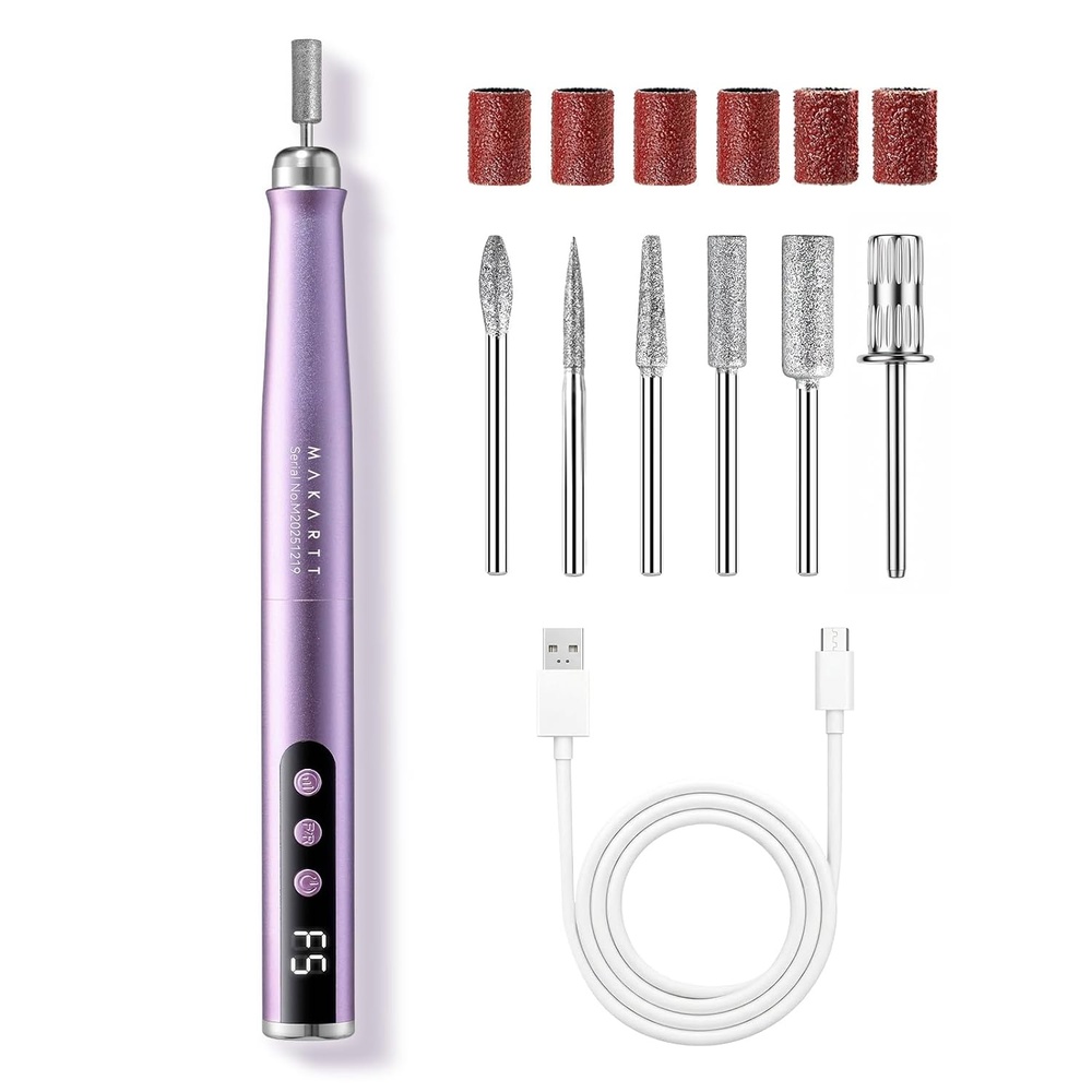 image:imageMakartt PenShaped Rechargeable Nail Drill for Beginners 25000 RPM Cordless Electric Nail File with 5Speed LED Display Lightweight Quiet E File Kit for Gel Polish Removal Home Travel Use PinkHepsela Purple