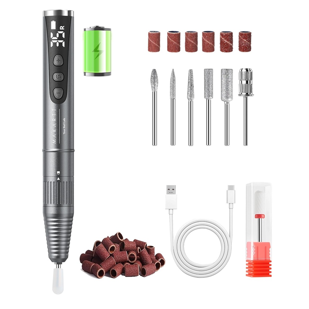 image:imageMakartt PenShaped Rechargeable Nail Drill for Beginners 25000 RPM Cordless Electric Nail File with 5Speed LED Display Lightweight Quiet E File Kit for Gel Polish Removal Home Travel Use PinkTypus Black