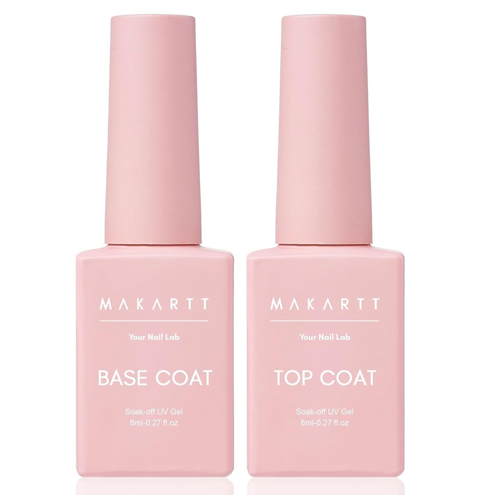image:imageMakartt Rubber Base Gel Polish Natural Nude Fall Winter 8ML Soak Off UV LED Foundation Gel for Salon DIY Nail Art Designs HomeSunKissed SandsClear Gel Base  Top Coat  2pcs  8ml