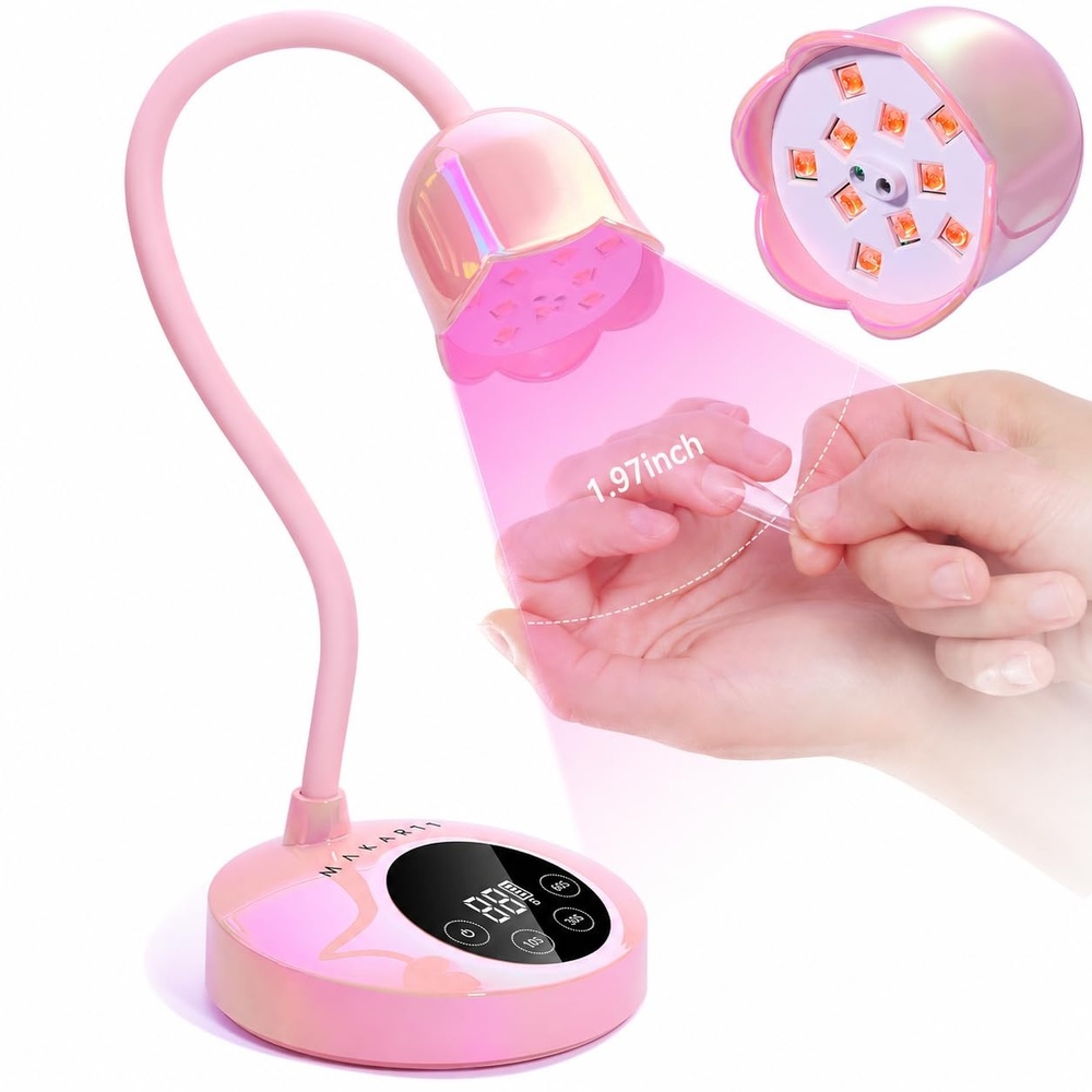 image:imageMakartt UV LED Nail Lamp Gooseneck UV Light for Gel Nails USB 39mWcm Cordless Flash Cure Lamp with 4 Times amp Auto Sensor Nail Dryer Fast Curing Nail Art Design for Salon Home DIY Glazed PurpleIridescent Pink