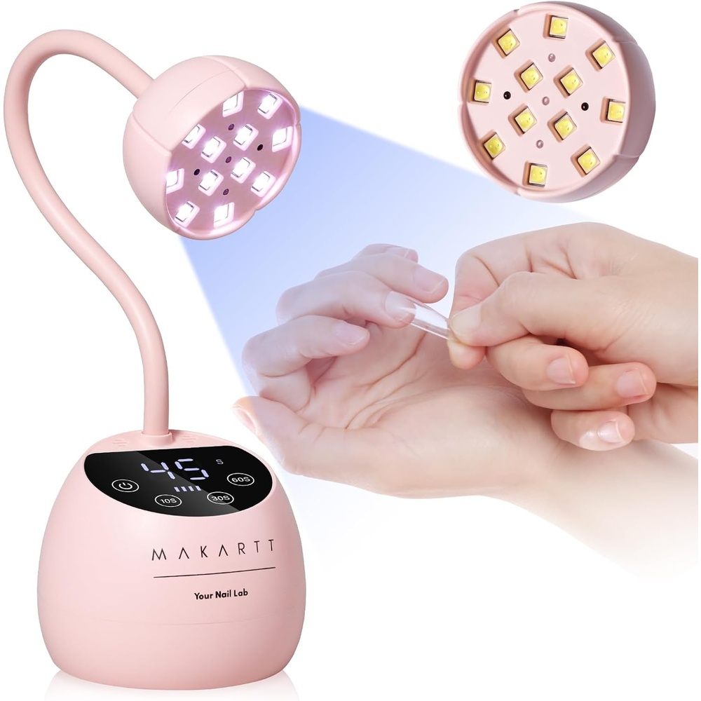 image:imageMakartt UV Nail Lamp  Gooseneck LED Nail Light with Auto Sensor amp 4 Timers Rechargeable USB Cordless Flash Cure Lamp Nail Dryer Fast Curing Gel Polish at DIY Home SalonPinkA4uv nail lampPink