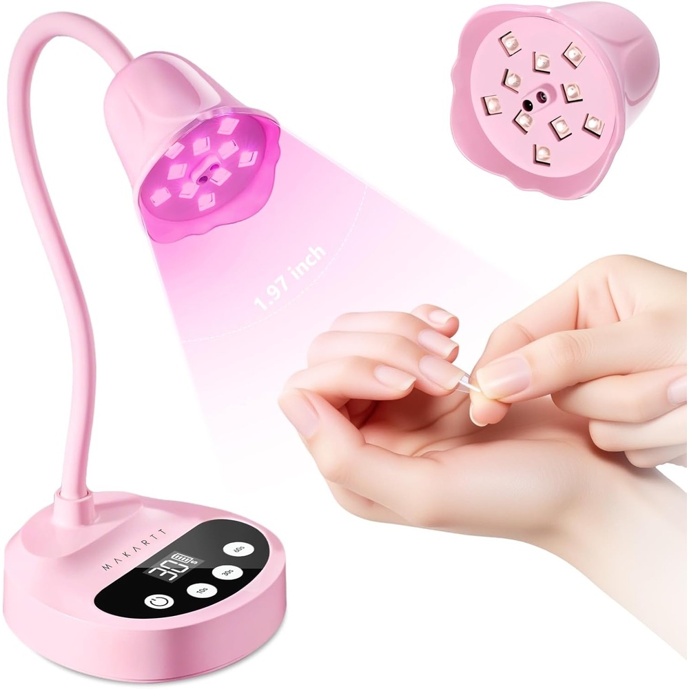 image:imageMakartt UV Nail Lamp  Gooseneck LED Nail Light with Auto Sensor amp 4 Timers Rechargeable USB Cordless Flash Cure Lamp Nail Dryer Fast Curing Gel Polish at DIY Home SalonPinkA2uv nail lampPink