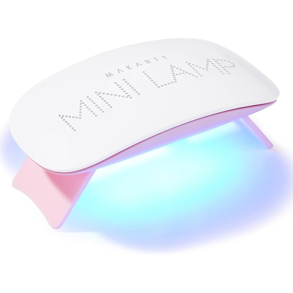 image:imageMakartt UV Nail Lamp Handheld Flash Cure Lamp with Painless Mode Rechargeable Portable Nail Light 800mAh with LCD Display amp 3 Timers for Home amp SalonWhitePink