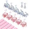 Holo Clear Pink Stands with Flower Base