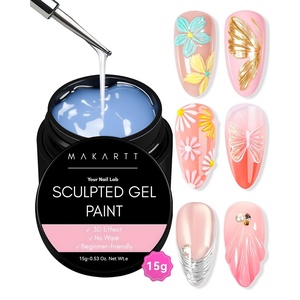 Makartt 3D Gel Nail Art: Clear 3D Painting Gels for Chrome Powder, 3D Sculpting No Wipe for Gel Nail Polish, 3D Carving Drawing Gels for Nails Art at Home & Salon DIY 0.28 fl.oz(Clear Painting Gel 15g)