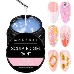 Makartt 3D Gel Nail Art: Clear 3D Painting Gels for Chrome Powder, 3D Sculpting No Wipe for Gel Nail Polish, 3D Carving Drawing Gels for Nails Art at Home & Salon DIY 0.28 fl.oz(Clear Painting Gel)