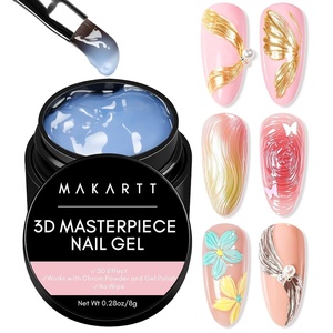 Makartt 3D Gel Nail Art: Clear 3D Painting Gels for Chrome Powder, 3D Sculpting No Wipe for Gel Nail Polish, 3D Carving Drawing Gels for Nails Art at Home & Salon DIY 0.28 fl.oz(Clear Texture Gel)