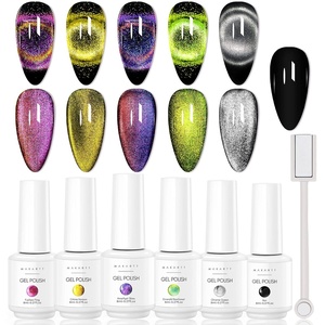 Makartt 9D Magnetic Cat Eye Gel Nail Polish Set, 6 Colors (Yellow, Purple, Silver, Rose Red, Green, Black Hole Effect) with Magnet Stick, 8ml – Soak Off DIY Manicure & Nail Art Supplies(Cat Eye Black Hole)