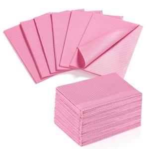 Makartt Disposable Nail Mats: 20 Pcs Foldable Nail Paper Towels for Table Acrylic Practice Sheet 3 Ply Waterproof Nail Art Table Mats Clean Pads for Salon Manicure Tattoo Pink(Pink)