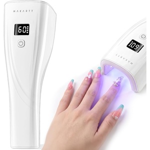 Makartt Flash Cure Nail Lamp, 222 mW/cm² Portable Cordless UV LED Nail Lamp for Rhinestone Glue, Poly Nail Gel & Nail Charms, Rechargeable Mini Nail Dryer with LCD Display, 2 Timers & Smart Sensor(White)